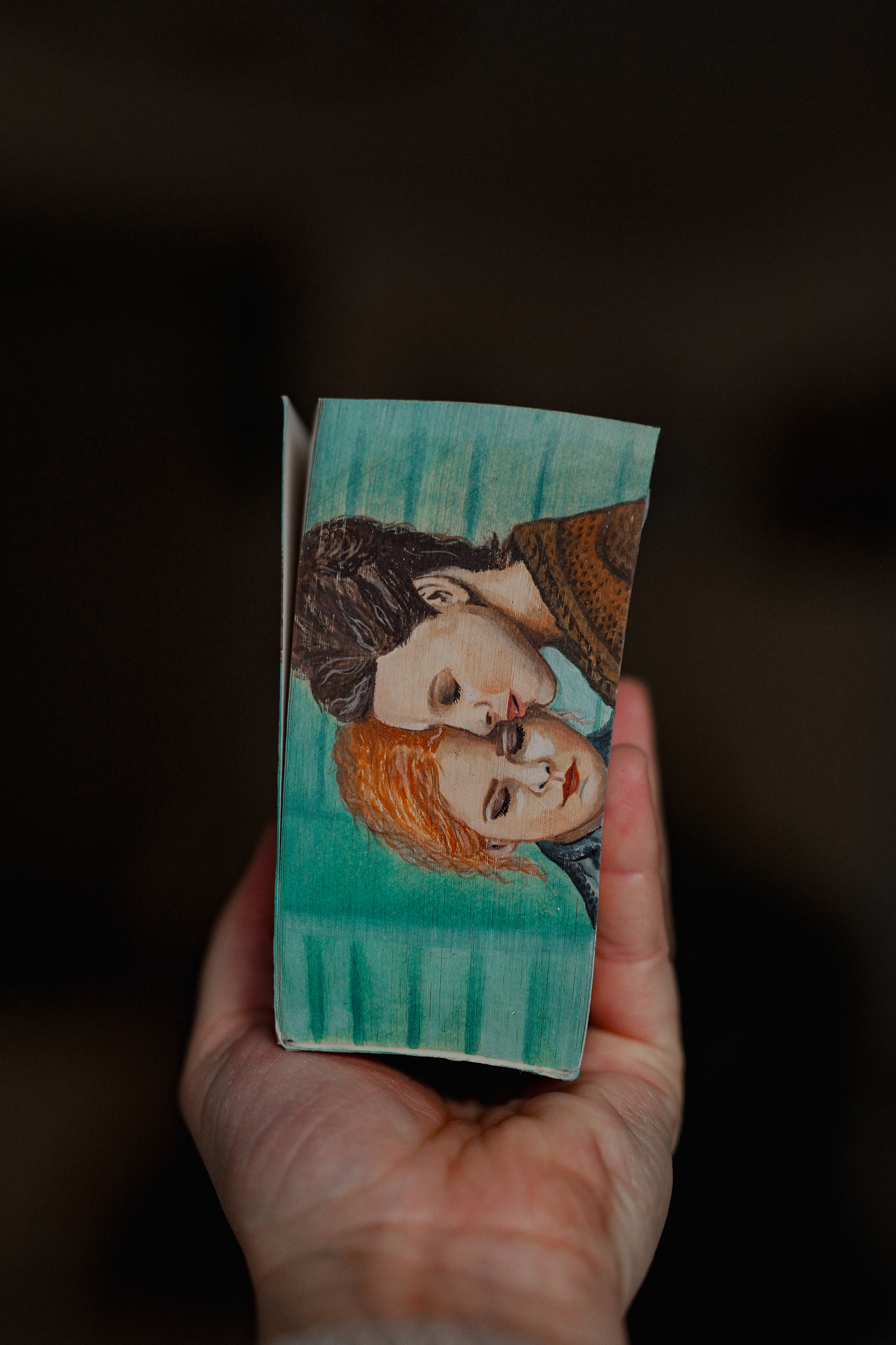 Unique hand-painted fore-edge painting on a book by artist Zuzana Baldovičová (Artmarium)